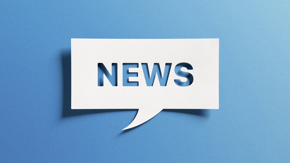 NEWS in speech bubble on a blue background