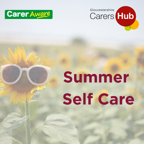 Summer Self care image of sunflower with sunglasses