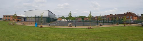 A photo of the new sports hall at Barnwood Park
