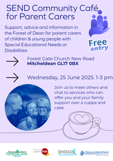 Poster for a SEND Community Cafe in Mitcheldean