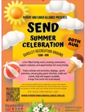SEND Summer Celebration poster Thursday, 20 August 2026 10am- 4pm at The Rec, Dursley, GL11 4BJ for an unforgettable SEND Summer Celebration